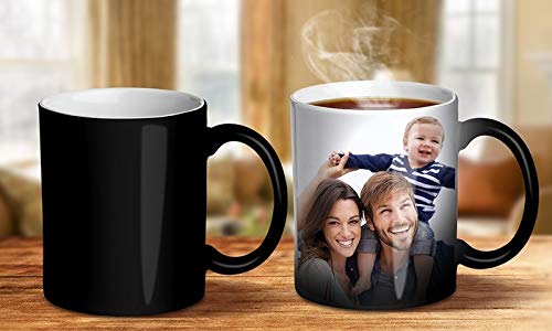 Magic Mug with Photo Customized/Personalized Cup with Image, Text, Logo, Quotes Gifts for Birthday, Anniversary, Valentine's Day Black Colour Changing Mug 325 ML