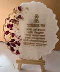 Shyama Craft Jain Navkar Mantra Resin Frame with Acrylic Stand – Small Spiritual Table/Wall Decor for Home, Office & Temple | Jain Pooja Gift Item (White)