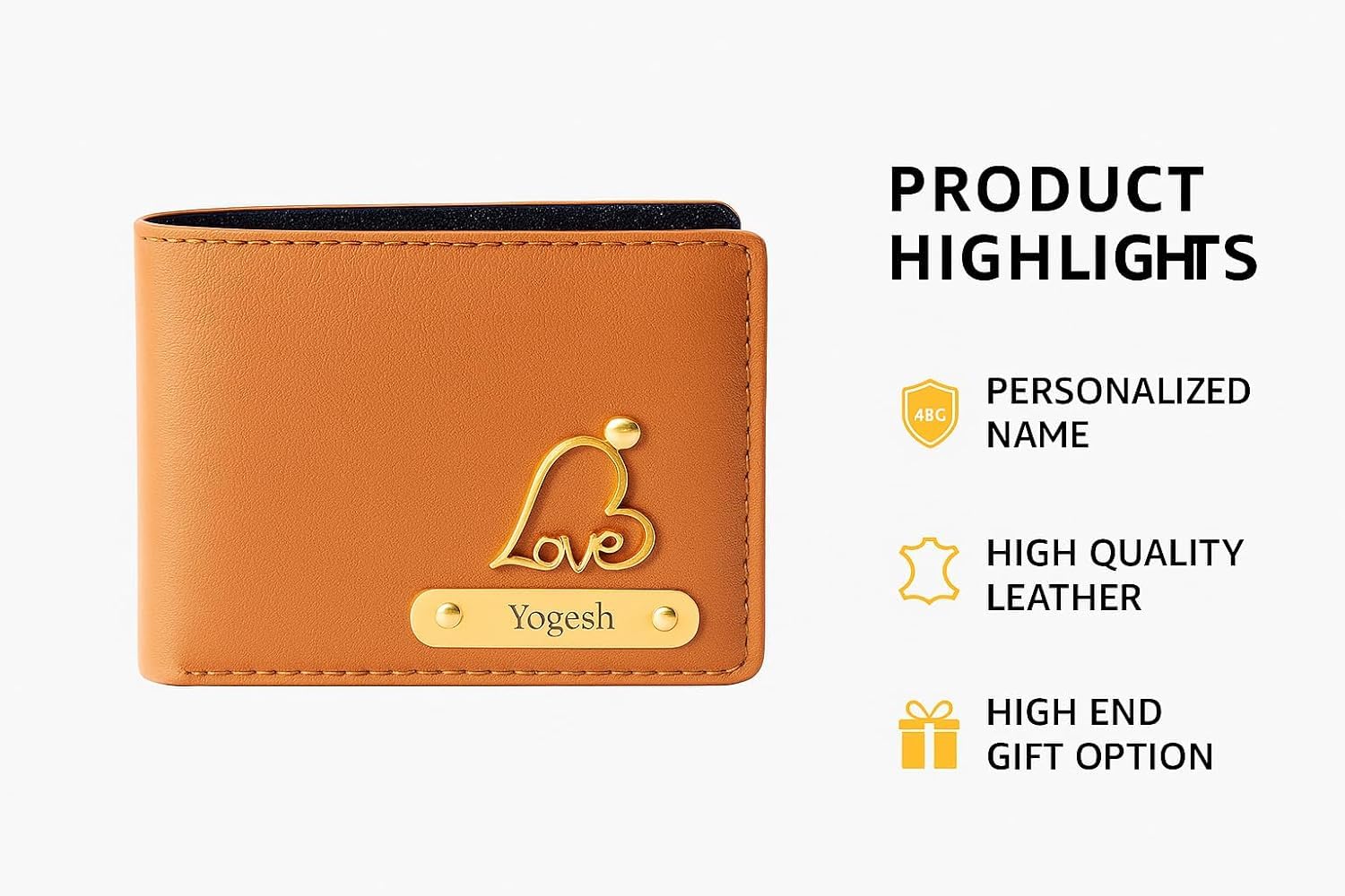 Personalized Leather Wallet for Men and Boys Customized Wallet Customise Gifts for Men | Personalized with Name & Charm Purse