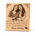 Customised Wooden Photo Frame with Engraved Photo & Message Tabletop, Rectangular Photo Plaque for Best Friends Birthday, Anniversary (4x5 Inch)