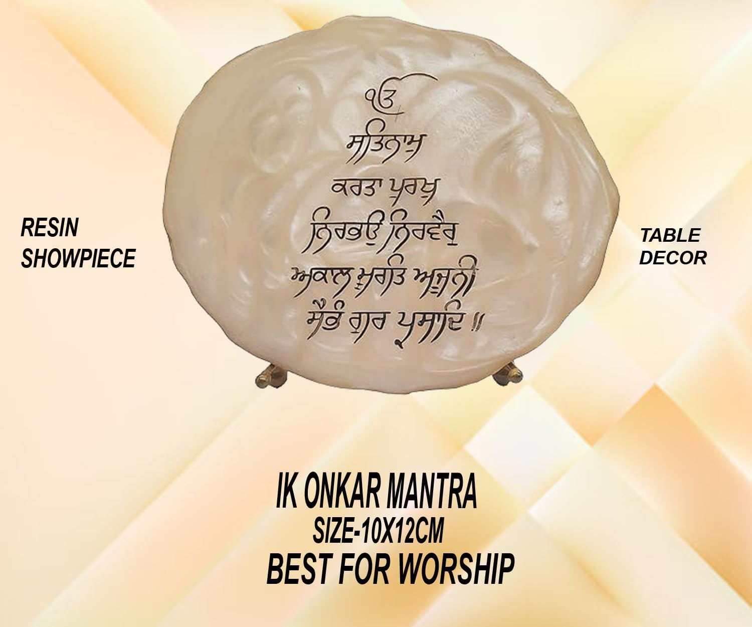 Eshoppee Punjabi Mantra Resin Showpiece with Stand for Home Decor 10X12 CM