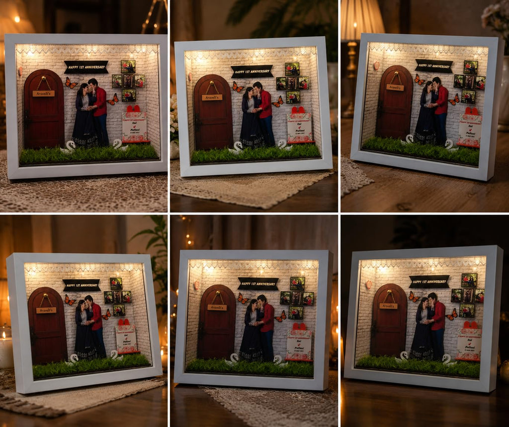 craftosuit Unique Personalized Gift Miniature Frame 3d Customised Photo Trending for Birthday Anniversary couple gifts Mom Dad Baby wood rectangular shape Table mount multicolor (88497 18597)