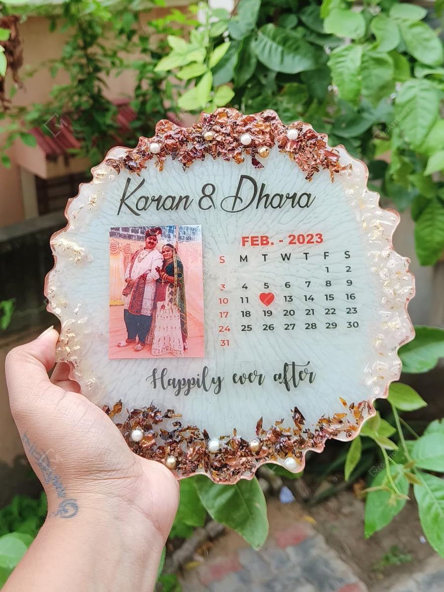 Customized Resin Photo Frame with Clear Groovy Easel Stand | Personalized Photo Frame for Home Decor & Memorable Gift | 10 Inch Display Frame