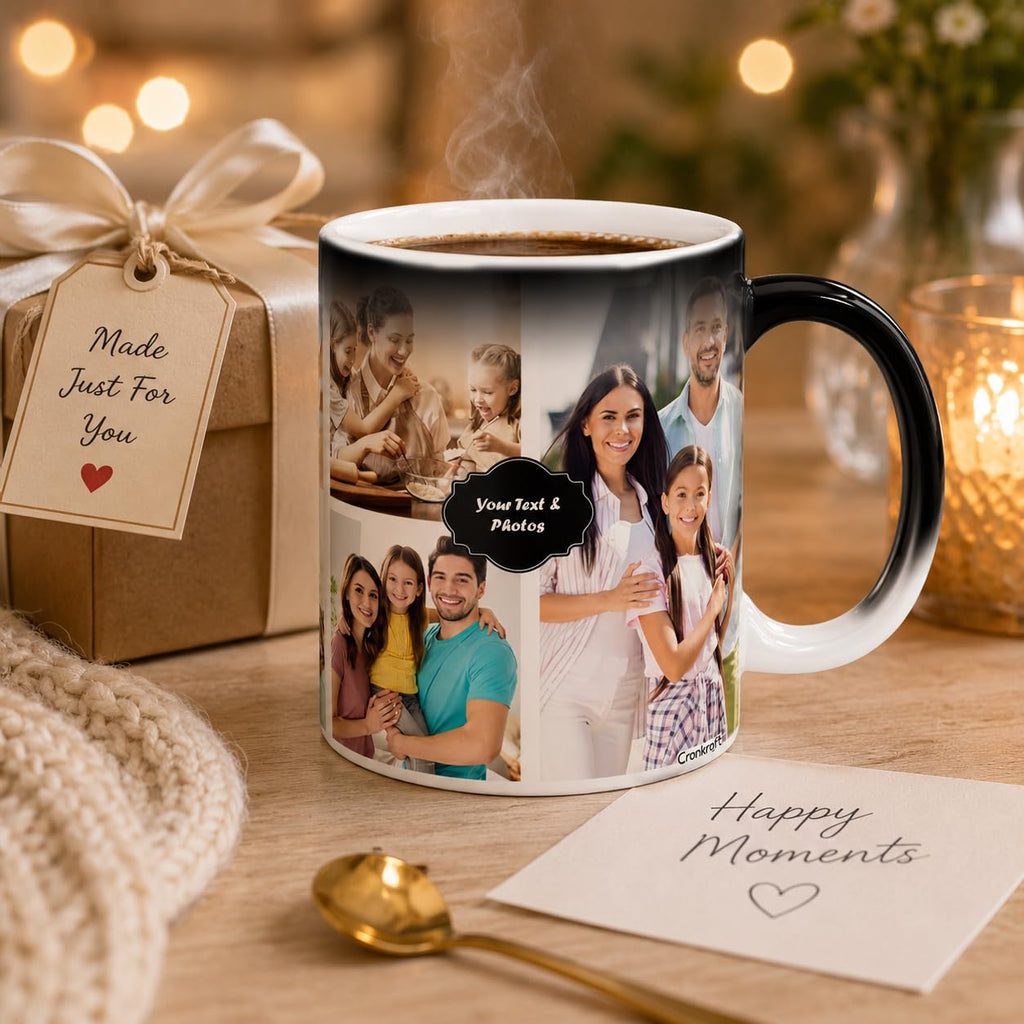 Personalized Magic Mug with Photo Custom Heat-Sensitive Color-Changing Coffee Cup Unique Gift for Birthday, Anniversary, Valentine's Day 325ml Ceramic Black D08