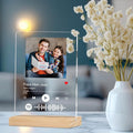 Giftplease Father’s Day Present Personalized Photo Frame with Wooden Stand | Custom Printed Transparent Clear Acrylic Picture Base (6x9 Inches) | Spotify Music Player Song Code Design, Dad Papa