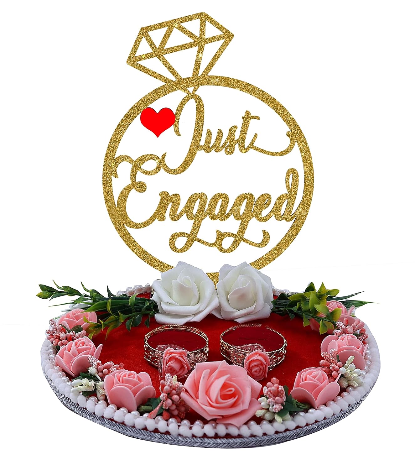 THE BRIDE MADE engagement ring platter Tray for ceremony | Elegant Ring Plate Holder for Bride and Groom | Decoration Platter for Proposal, Wedding Rituals & ring platter tray ceremony plate for gift