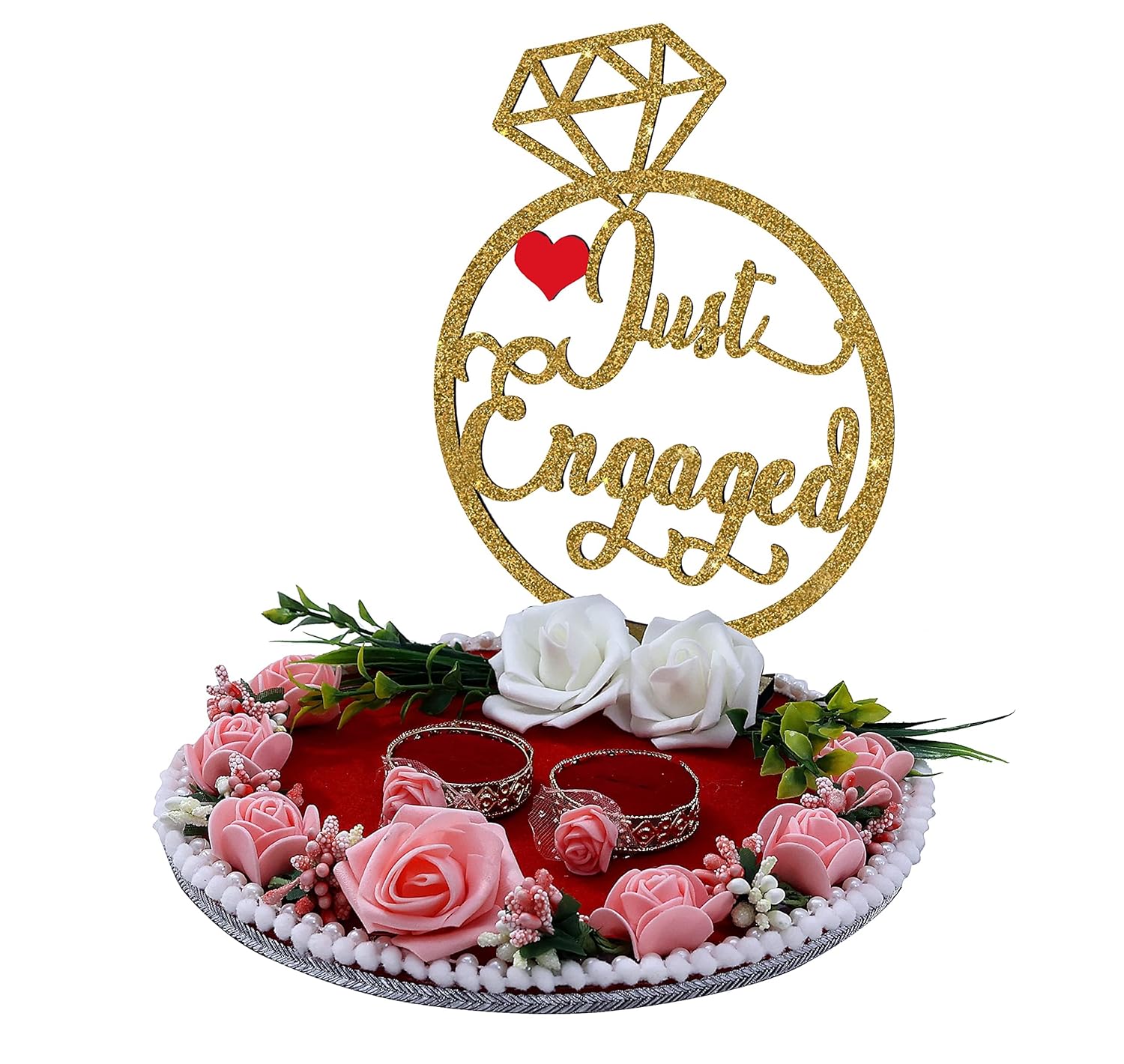 THE BRIDE MADE engagement ring platter Tray for ceremony | Elegant Ring Plate Holder for Bride and Groom | Decoration Platter for Proposal, Wedding Rituals & ring platter tray ceremony plate for gift